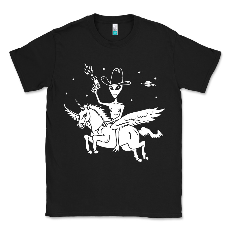 Alien Riding Unicorn  Cool Ufo Cowboy Classic Tee by artisFamous | Teevron
