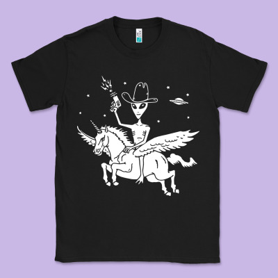 Alien Riding Unicorn  Cool Ufo Cowboy Classic Tee Designed By Artisfamous