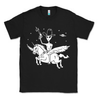 Black alien riding unicorn  cool ufo cowboy Classic Tee - artisFamous