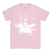 Bubblegum Pink alien riding unicorn  cool ufo cowboy Classic Tee - artisFamous