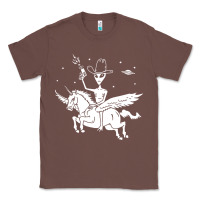 Chestnut alien riding unicorn  cool ufo cowboy Classic Tee - artisFamous
