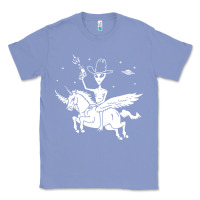 Colony Blue alien riding unicorn  cool ufo cowboy Classic Tee - artisFamous