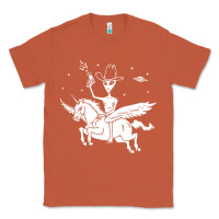 Copper alien riding unicorn  cool ufo cowboy Classic Tee - artisFamous
