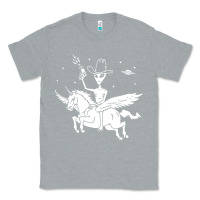 Heather Grey alien riding unicorn  cool ufo cowboy Classic Tee - artisFamous