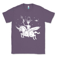 Lavender alien riding unicorn  cool ufo cowboy Classic Tee - artisFamous