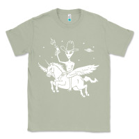 Matcha alien riding unicorn  cool ufo cowboy Classic Tee - artisFamous