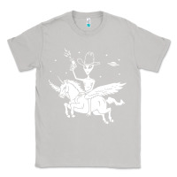 Moon Dust alien riding unicorn  cool ufo cowboy Classic Tee - artisFamous