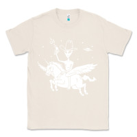Natural alien riding unicorn  cool ufo cowboy Classic Tee - artisFamous