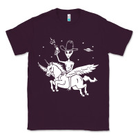 Plum alien riding unicorn  cool ufo cowboy Classic Tee - artisFamous