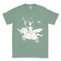 Sage alien riding unicorn  cool ufo cowboy Classic Tee - artisFamous