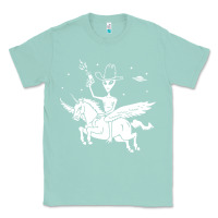 Seafoam alien riding unicorn  cool ufo cowboy Classic Tee - artisFamous