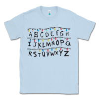 Dusty Blue Stranger Lights Alphabet Classic Tee - artisFamous