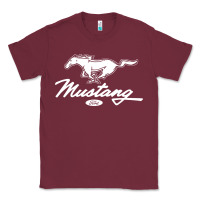 Burgundy mustang pony script Classic Tee - artisFamous