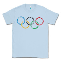 Dusty Blue OLYMPIC RINGS Classic Tee - artisFamous