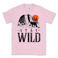 Bubblegum Pink stay wild illustration with mountain Classic Tee - artisFamous
