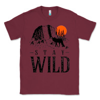 Burgundy stay wild illustration with mountain Classic Tee - artisFamous