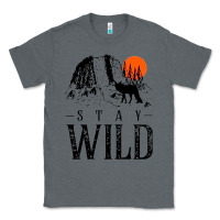 Charcoal Heather stay wild illustration with mountain Classic Tee - artisFamous