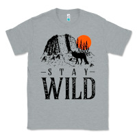 Heather Grey stay wild illustration with mountain Classic Tee - artisFamous