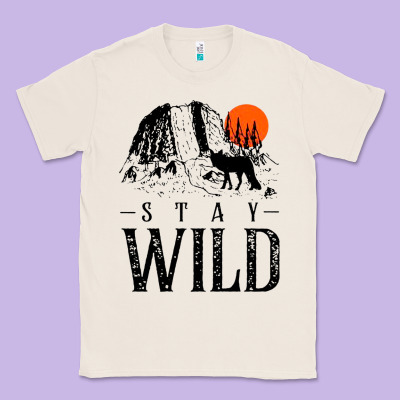 Stay Wild Illustration With Mountain Classic Tee Designed By Artisfamous