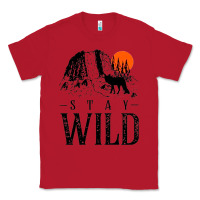 Red stay wild illustration with mountain Classic Tee - artisFamous