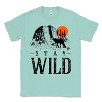 Seafoam stay wild illustration with mountain Classic Tee - artisFamous