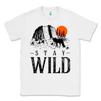 White stay wild illustration with mountain Classic Tee - artisFamous