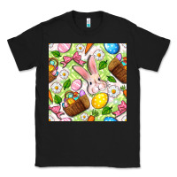 Black Easter Hamper With Bunny Seamless Pattern Classic Tee - BundleAndBundleShop