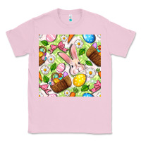 Bubblegum Pink Easter Hamper With Bunny Seamless Pattern Classic Tee - BundleAndBundleShop