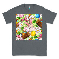 Charcoal Heather Easter Hamper With Bunny Seamless Pattern Classic Tee - BundleAndBundleShop
