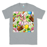 Heather Grey Easter Hamper With Bunny Seamless Pattern Classic Tee - BundleAndBundleShop