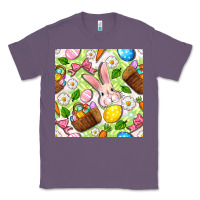 Lavender Easter Hamper With Bunny Seamless Pattern Classic Tee - BundleAndBundleShop