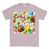 Lilac Easter Hamper With Bunny Seamless Pattern Classic Tee - BundleAndBundleShop