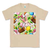 Mushroom Easter Hamper With Bunny Seamless Pattern Classic Tee - BundleAndBundleShop