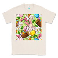 Natural Easter Hamper With Bunny Seamless Pattern Classic Tee - BundleAndBundleShop