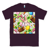 Plum Easter Hamper With Bunny Seamless Pattern Classic Tee - BundleAndBundleShop