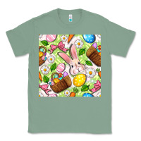 Sage Easter Hamper With Bunny Seamless Pattern Classic Tee - BundleAndBundleShop