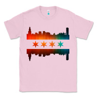 Bubblegum Pink chicago flag skyline Classic Tee - artisFamous