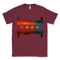 Burgundy chicago flag skyline Classic Tee - artisFamous