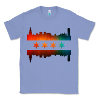 Colony Blue chicago flag skyline Classic Tee - artisFamous
