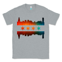 Heather Grey chicago flag skyline Classic Tee - artisFamous