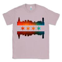 Lilac chicago flag skyline Classic Tee - artisFamous