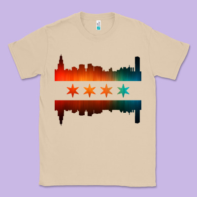 Chicago Flag Skyline Classic Tee Designed By Artisfamous