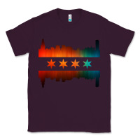 Plum chicago flag skyline Classic Tee - artisFamous