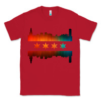 Red chicago flag skyline Classic Tee - artisFamous