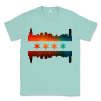 Seafoam chicago flag skyline Classic Tee - artisFamous