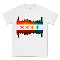 White chicago flag skyline Classic Tee - artisFamous