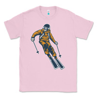 Bubblegum Pink born to ski Classic Tee - artisFamous
