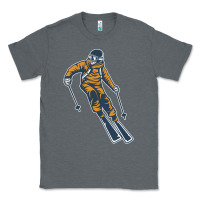 Charcoal Heather born to ski Classic Tee - artisFamous