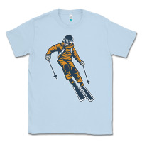 Dusty Blue born to ski Classic Tee - artisFamous