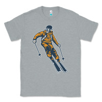 Heather Grey born to ski Classic Tee - artisFamous